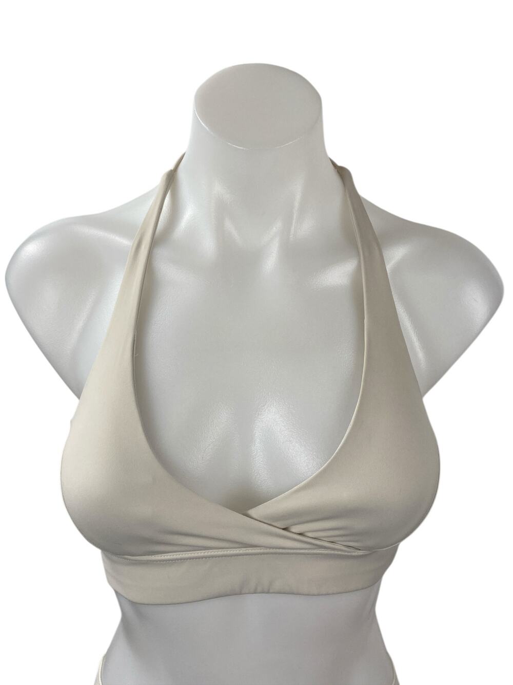 HUSTL White Halter Sleeveless Yoga Athletic Activewear Tank Sports Bra Top Sz XS
